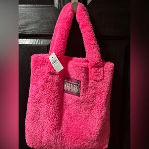 Justice Vibrant Pink Plush Tote